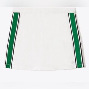 Tory Burch White Tennis Skirt with Green Side Panels